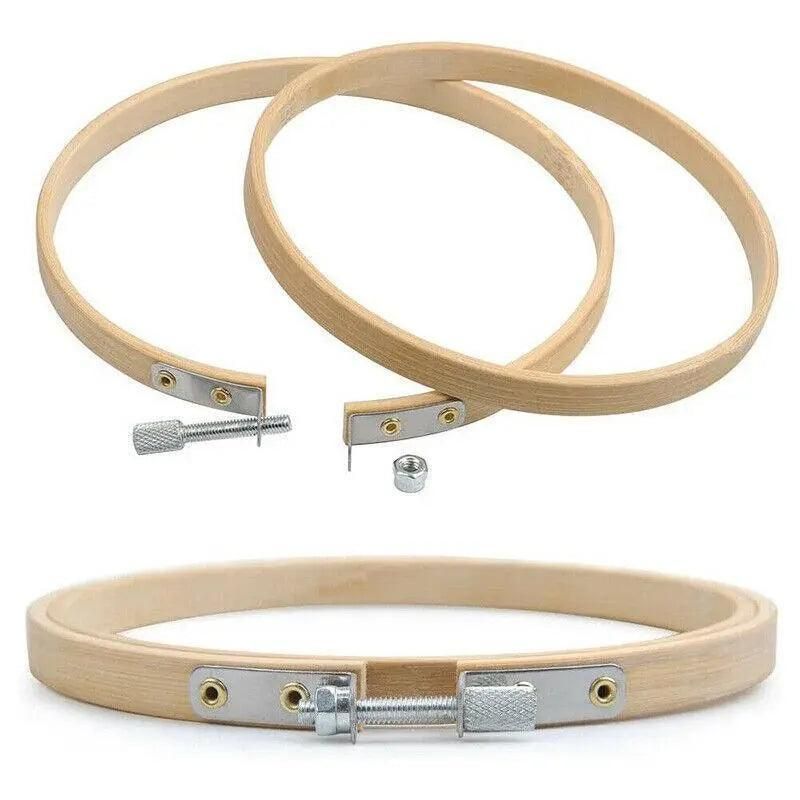 10PCS Bamboo Embroidery Hoops for Sewing Cross-Stitch & Wedding Crafts - 26CM