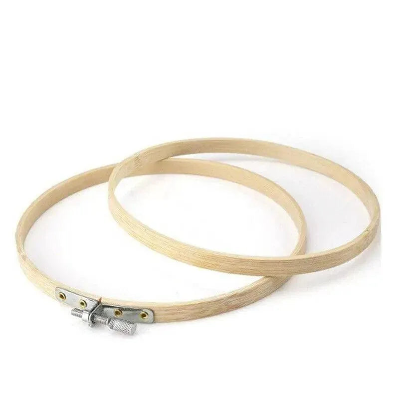 10PCS Bamboo Embroidery Hoops for Sewing Cross-Stitch & Wedding Crafts - 26CM