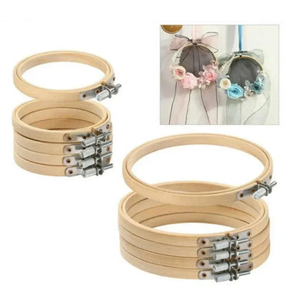 10PCS Bamboo Embroidery Hoops for Sewing Cross-Stitch & Wedding Crafts - 26CM