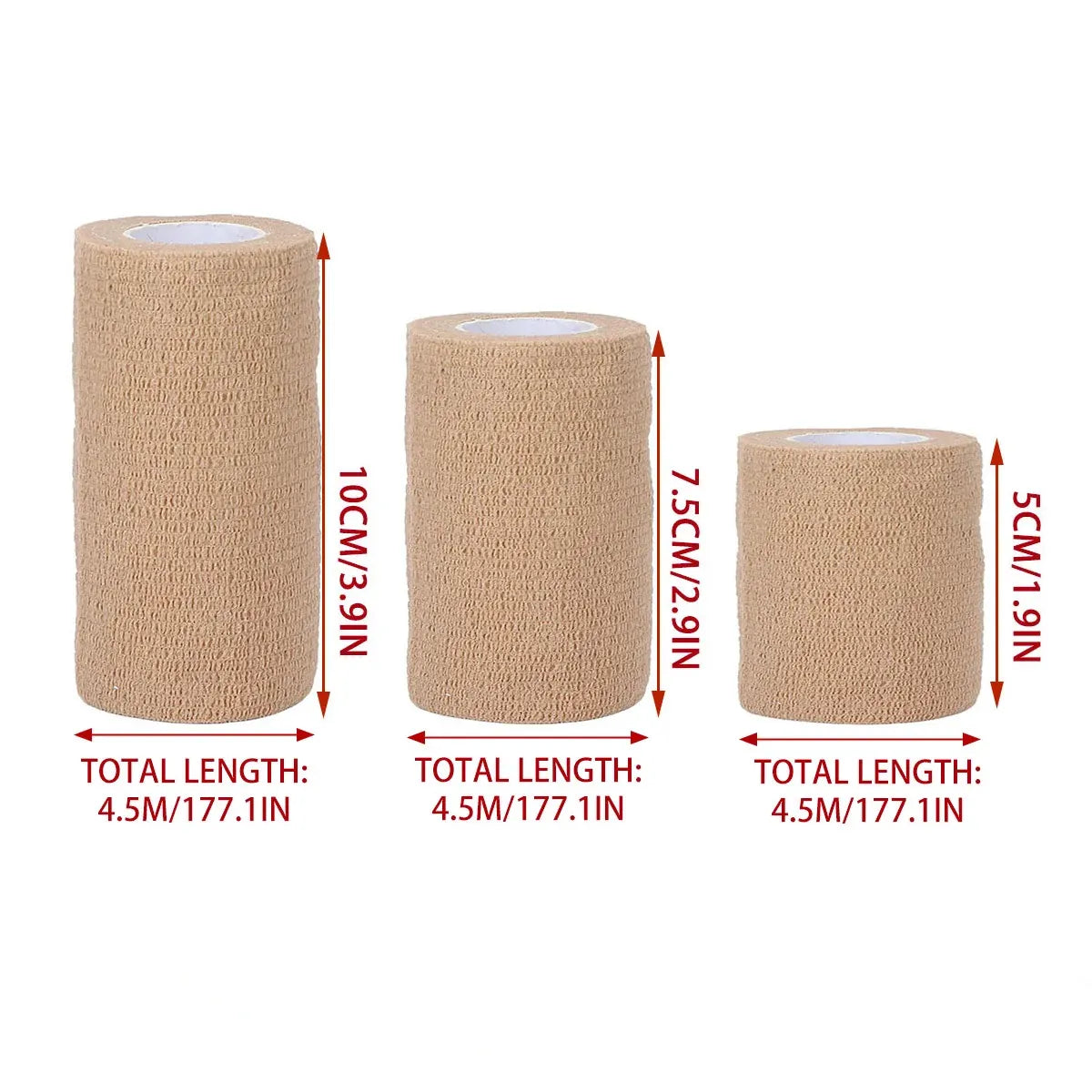 6PCS Self Adhesive Elastic Wrap Non Woven Cohesive Tape for Sports and Daily Use - 7.5cm