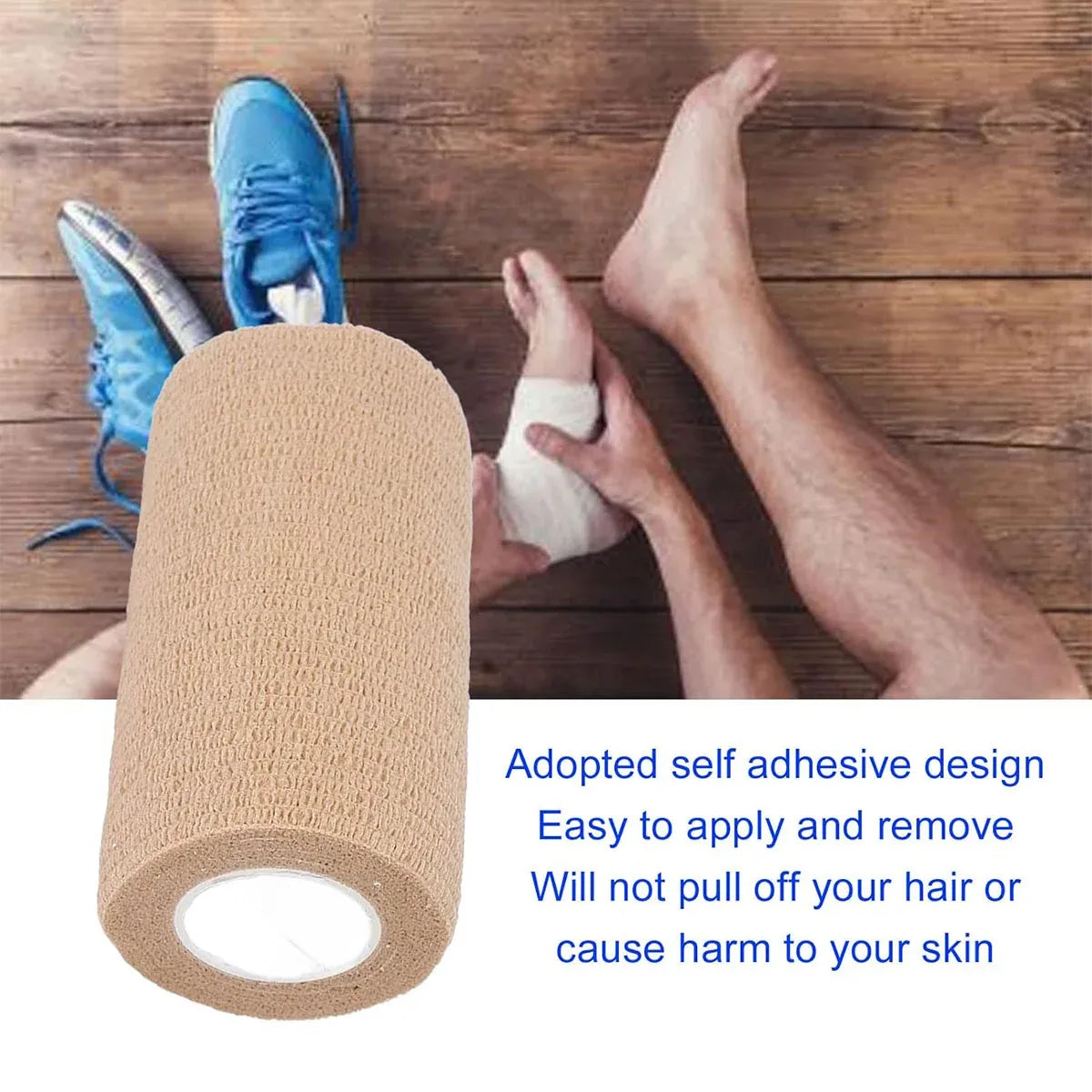 6PCS Self Adhesive Elastic Wrap Non Woven Cohesive Tape for Sports and Daily Use - 7.5cm