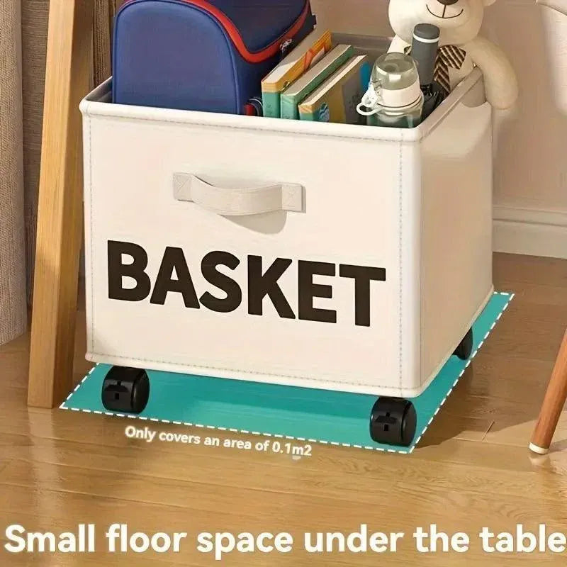 Rolling Storage Basket with Wheels for Under Desk or Shelf Organisation - Beige