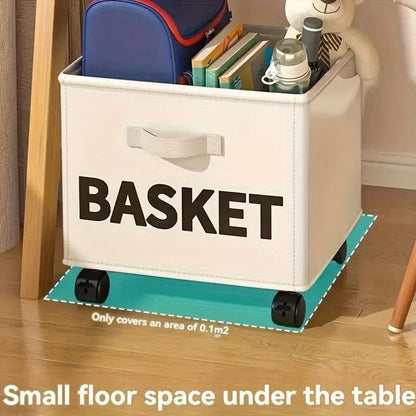 Rolling Storage Basket with Wheels for Under Desk or Shelf Organisation - Beige