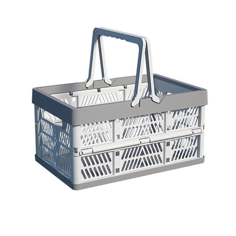 Foldable Portable Picnic Basket Lightweight Storage Basket for Outdoor Use - Grey