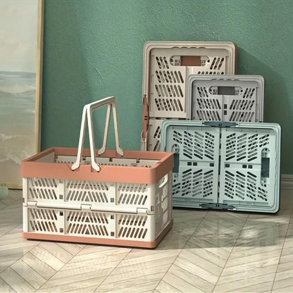 Foldable Portable Picnic Basket Lightweight Storage Basket for Outdoor Use - Grey