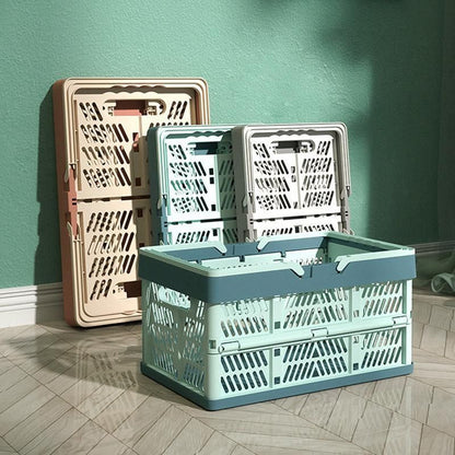Foldable Portable Picnic Basket Lightweight Storage Basket for Outdoor Use - Grey
