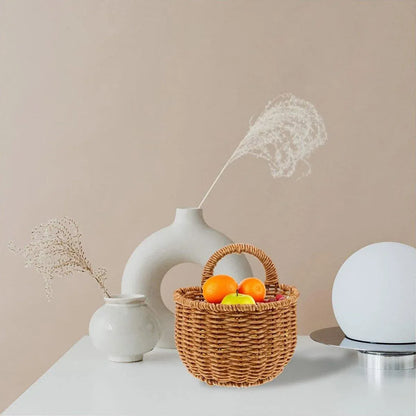 Imitation Rattan Woven Storage Basket Shelf Organizer Wash Rack for Home Decor - Large