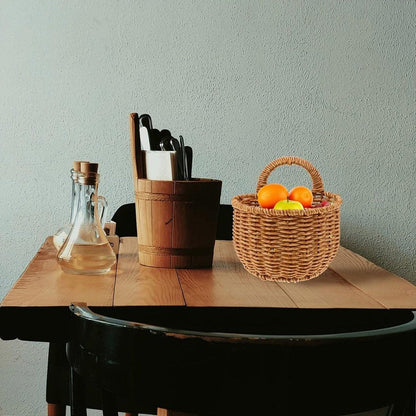 Imitation Rattan Woven Storage Basket Shelf Organizer Wash Rack for Home Decor - Large