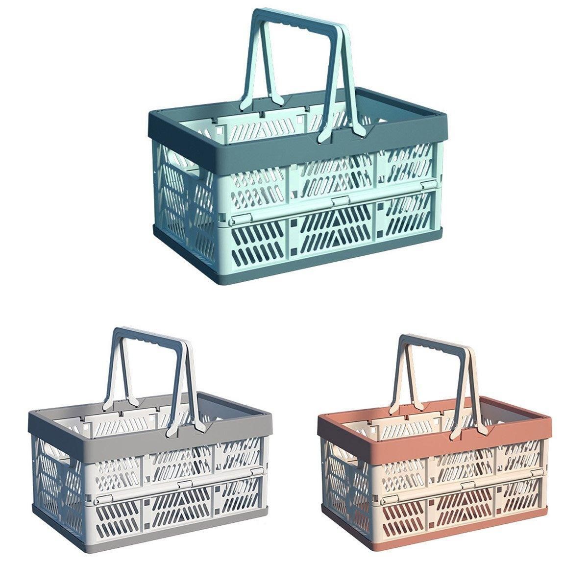 Foldable Portable Picnic Basket Lightweight Storage Basket for Outdoor Use - Pink
