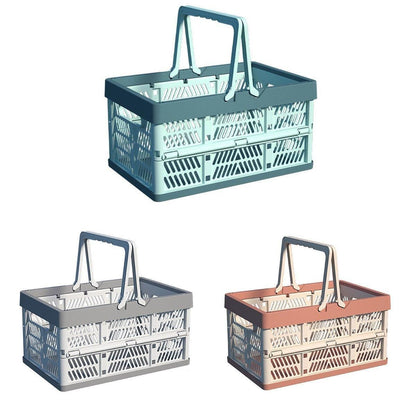 Foldable Portable Picnic Basket Lightweight Storage Basket for Outdoor Use - Pink