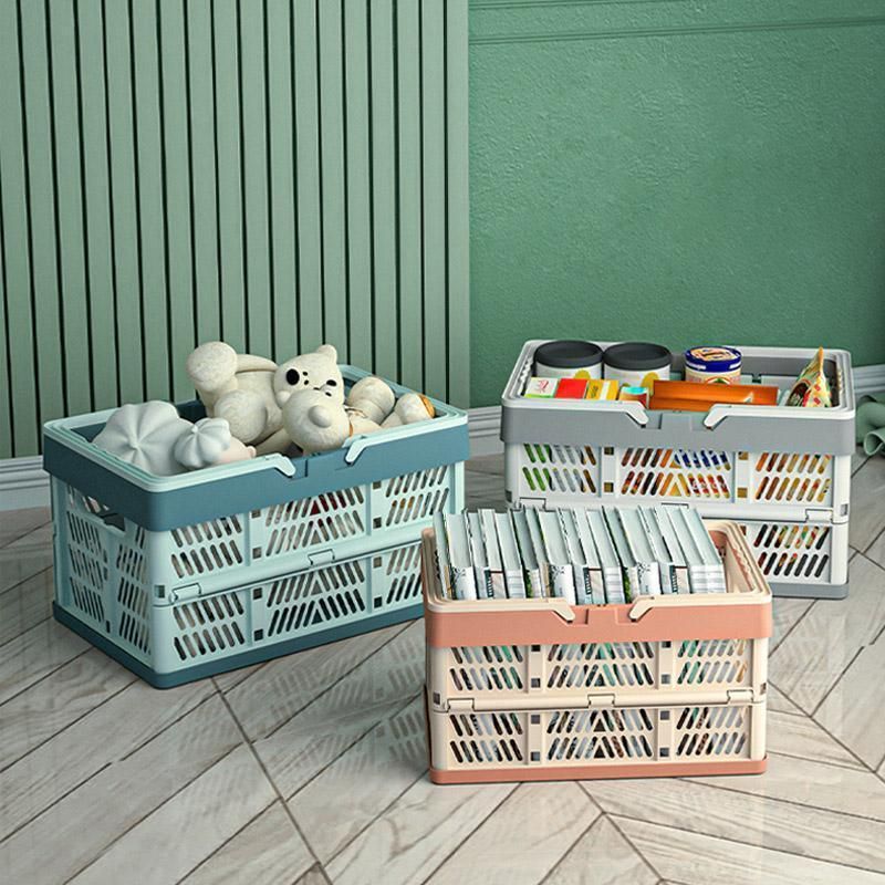 Foldable Portable Picnic Basket Lightweight Storage Basket for Outdoor Use - Pink
