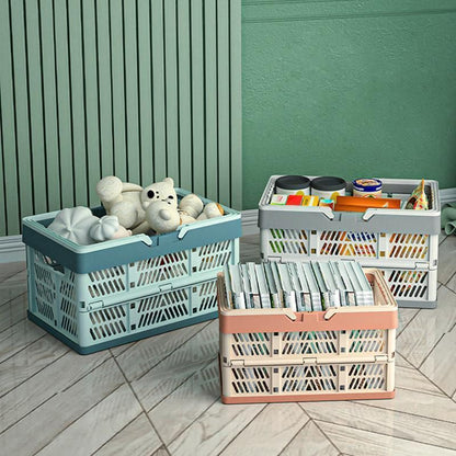 Foldable Portable Picnic Basket Lightweight Storage Basket for Outdoor Use - Pink
