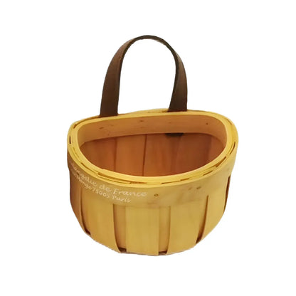 Wall Mounted Rattan Style Woven Basket Kitchen Home Storage Organizer - 13.5x10.5x14.5cm