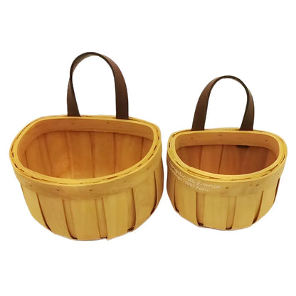 Wall Mounted Rattan Style Woven Basket Kitchen Home Storage Organizer - 13.5x10.5x14.5cm