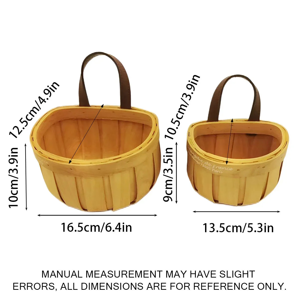 Wall Mounted Rattan Style Woven Basket Kitchen Home Storage Organizer - 13.5x10.5x14.5cm