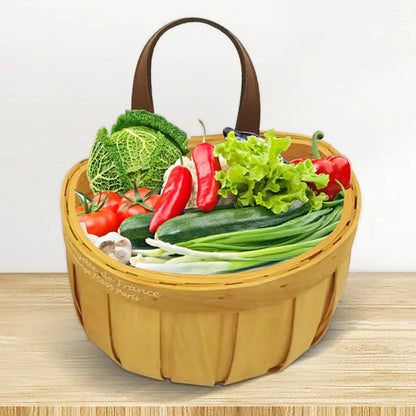 Wall Mounted Rattan Style Woven Basket Kitchen Home Storage Organizer - 13.5x10.5x14.5cm