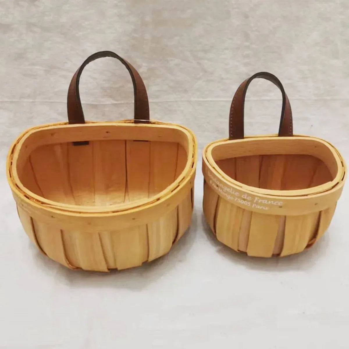 Wall Mounted Rattan Style Woven Basket Kitchen Home Storage Organizer - 13.5x10.5x14.5cm