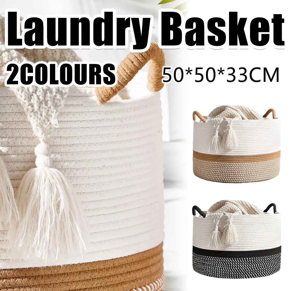 Foldable Large Laundry Hamper Dirty Clothes Basket Space Saving Durable For Home - Black