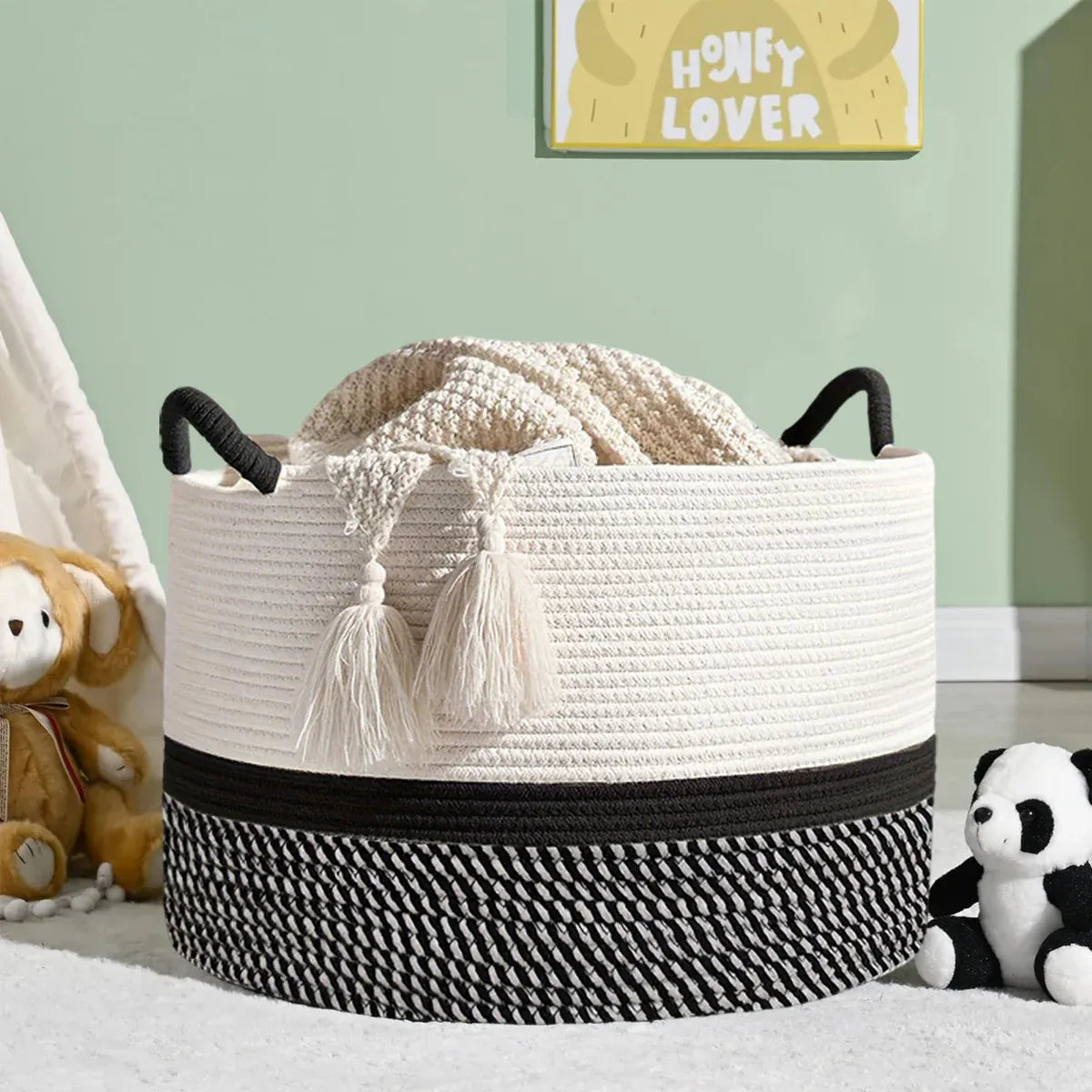 Foldable Large Laundry Hamper Dirty Clothes Basket Space Saving Durable For Home - Black