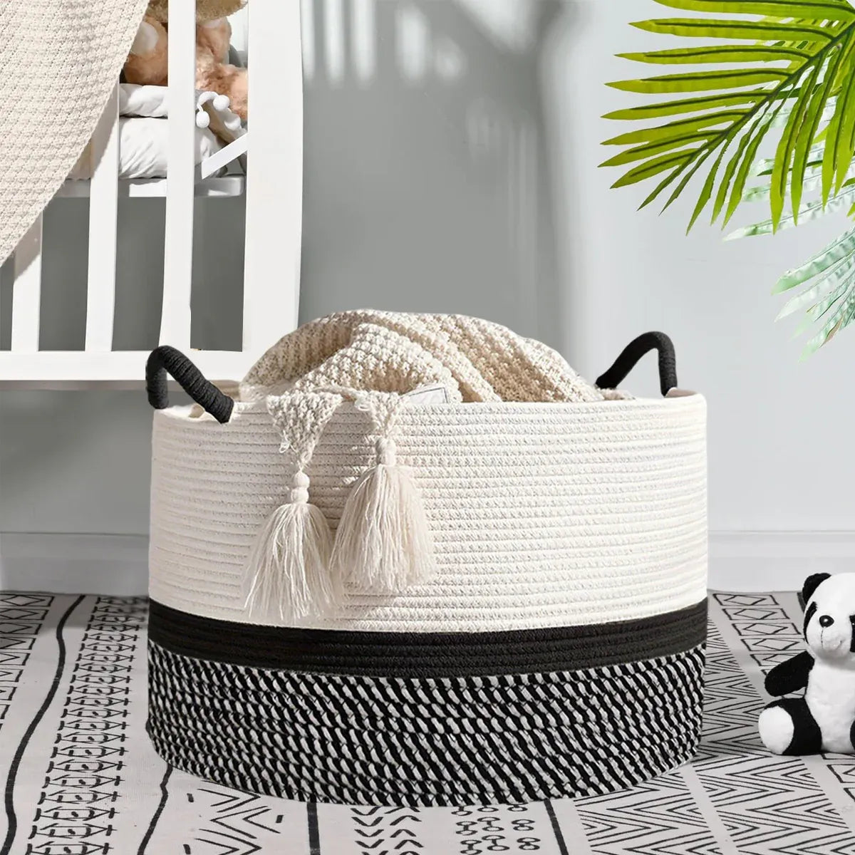 Foldable Large Laundry Hamper Dirty Clothes Basket Space Saving Durable For Home - Black