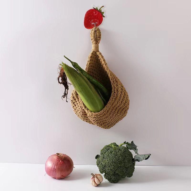 Hanging Wall Organizer Vegetable Fruit Basket Kitchen Storage Pouch Bag Diy 6Size - XXL