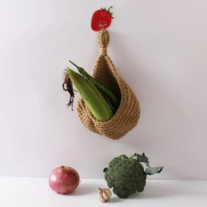 Hanging Wall Organizer Vegetable Fruit Basket Kitchen Storage Pouch Bag Diy 6Size - XXL