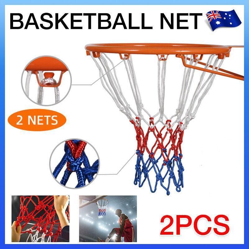 2Pcs Tri-Colour Basketball Hoop Nets Red White Blue Standard Replacement