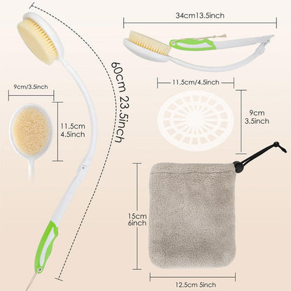 Back Bath Brush with Soft Bristles Curved Handle for Convenient Shower Scrubbing