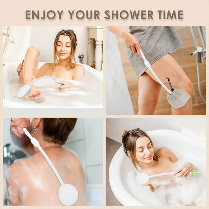 Back Bath Brush with Soft Bristles Curved Handle for Convenient Shower Scrubbing
