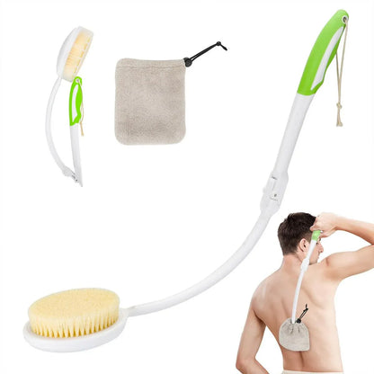 Back Bath Brush with Soft Bristles Curved Handle for Convenient Shower Scrubbing