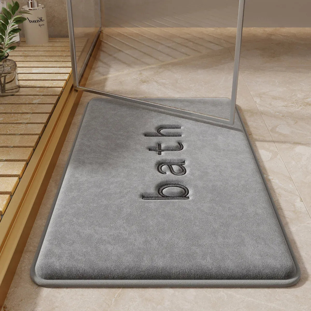 Bathroom Floor Mat Model A Water Absorbent Mat Anti Slip Toilet Carpet Rug Soft - Grey