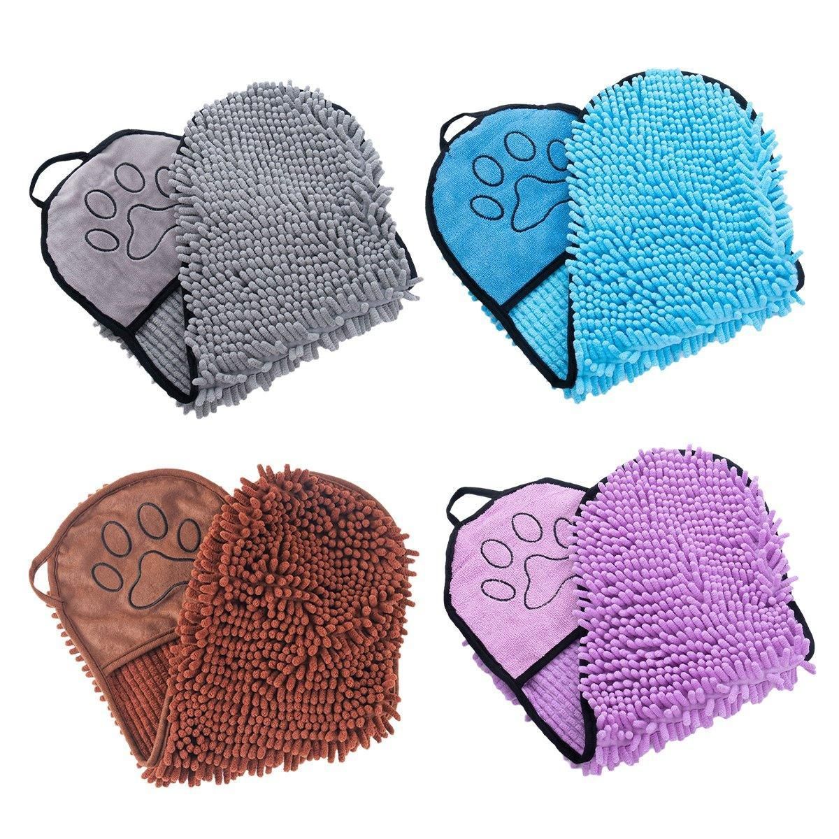 Quick Drying Pet Bath Towel Fast Absorbent Dog Cat Cleaning Towel for Grooming - Purple