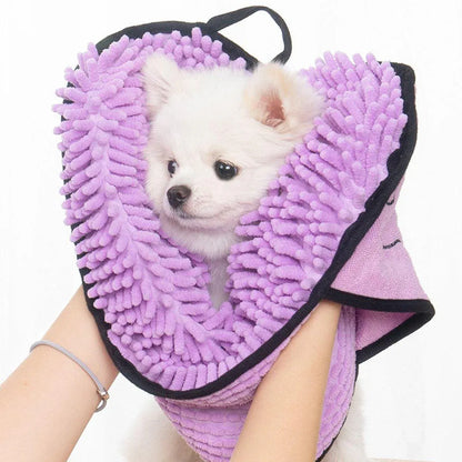 Quick Drying Pet Bath Towel Fast Absorbent Dog Cat Cleaning Towel for Grooming - Purple