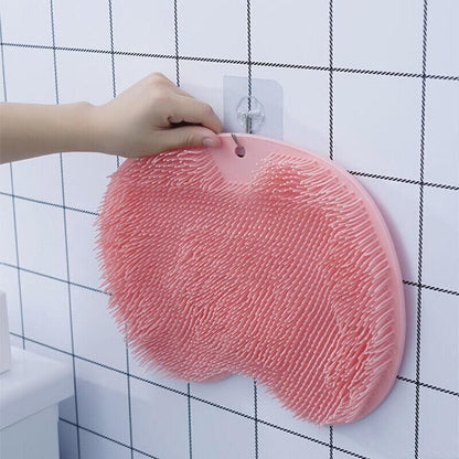 Foot Back Body Scrubber Massager Pad Shower Bath Exfoliating Brush Cleaning Mat - Brown
