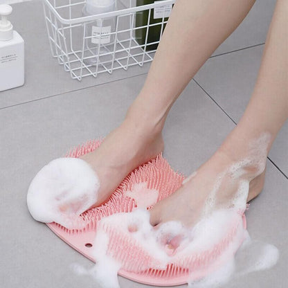 Foot Back Body Scrubber Massager Pad Shower Bath Exfoliating Brush Cleaning Mat - Brown