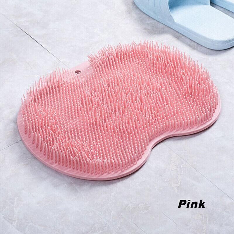Foot Back Body Scrubber Massager Pad Shower Bath Exfoliating Brush Cleaning Mat - Brown
