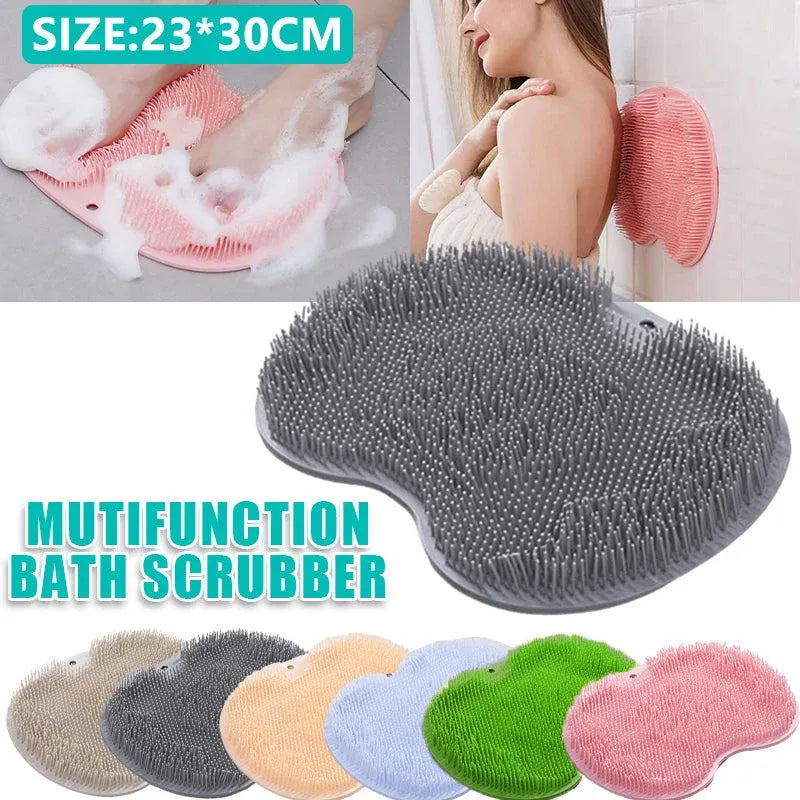 Foot Back Body Scrubber Massager Pad Shower Bath Exfoliating Brush Cleaning Mat - Pink