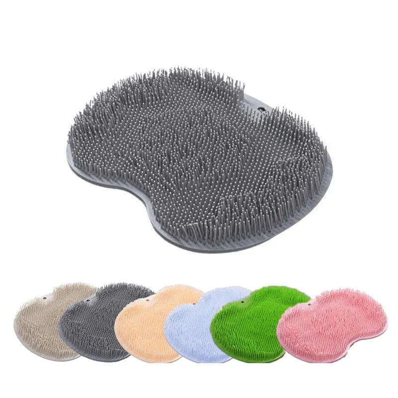 Foot Back Body Scrubber Massager Pad Shower Bath Exfoliating Brush Cleaning Mat - Pink