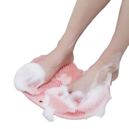 Foot Back Body Scrubber Massager Pad Shower Bath Exfoliating Brush Cleaning Mat - Pink