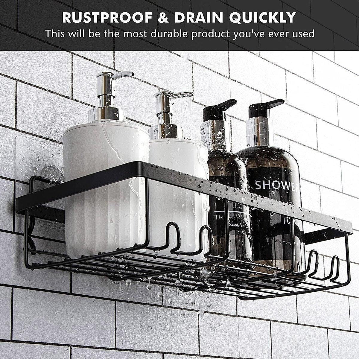 Perforation Free Bathroom Shelf Space Saving Storage Rack Organizer for Home Use