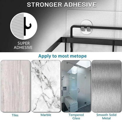 Perforation Free Bathroom Shelf Space Saving Storage Rack Organizer for Home Use