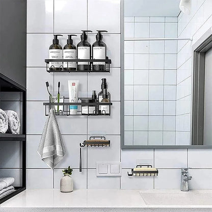 Perforation Free Bathroom Shelf Space Saving Storage Rack Organizer for Home Use