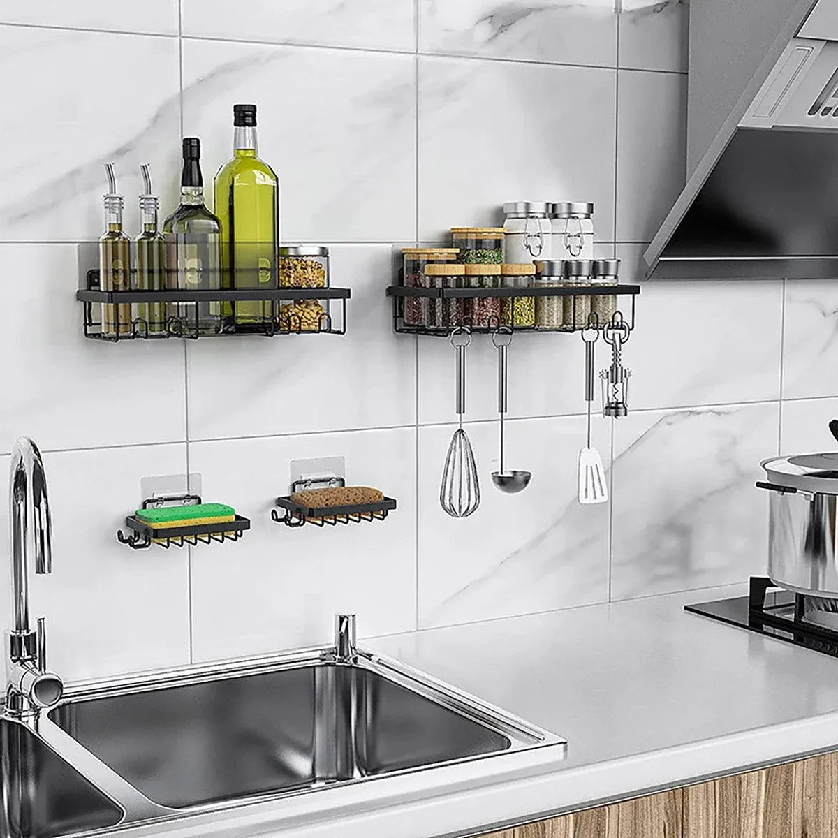 Perforation Free Bathroom Shelf Space Saving Storage Rack Organizer for Home Use