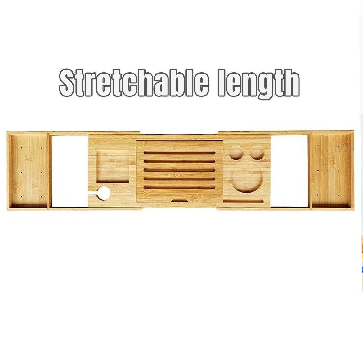 Bathroom Bamboo Bath Caddy Wine Glass Holder Table Tray Bathtub Rack Soap Shelf