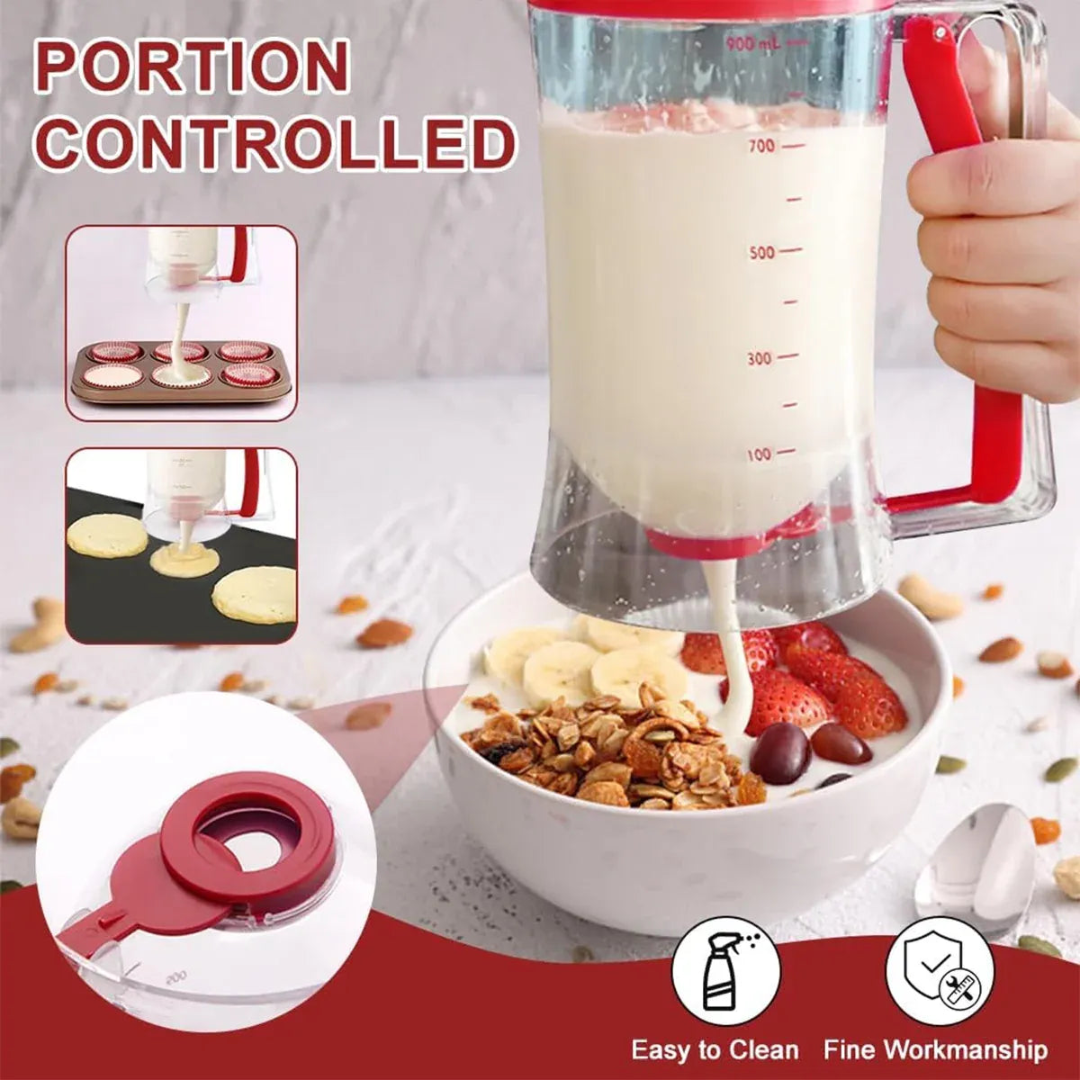 Batter Dispenser Measuring Cup Funnel Cake Cupcake Pancake Baking Tool - Purple