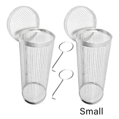 2pcs BBQ Basket Round Grill Cage Portable Rotating Net for Outdoor Cooking - Large