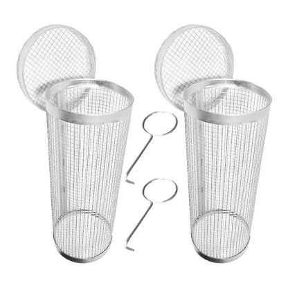 2pcs BBQ Basket Round Grill Cage Portable Rotating Net for Outdoor Cooking - Small