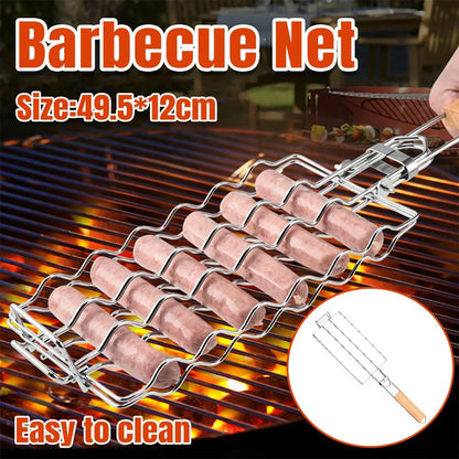 Portable Sausage Grill Net BBQ Tool Hot Dog Grill Holder Cooking Basket BBQ Rack