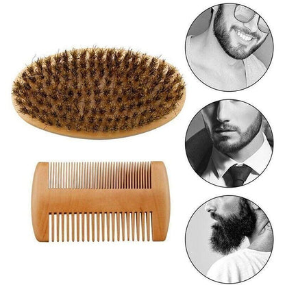 Boar Bristle Beard Brush & Wooden Comb Kit Beard Care Kit L Beard Grooming Kit