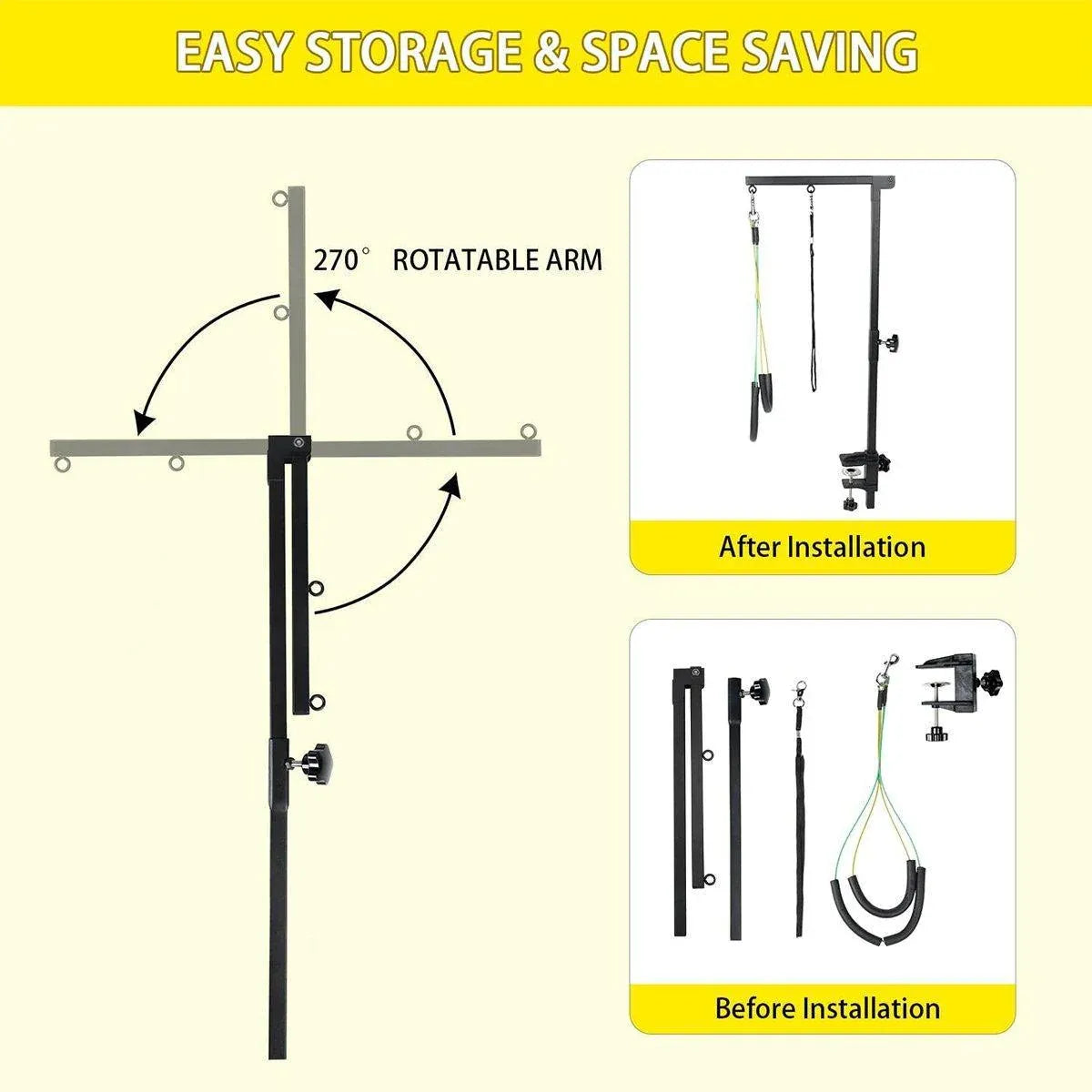 Adjustable Pet Grooming Arm with Clamp for Dog Cat Bath Table Bracket Clamp